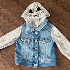 Cat & Jack Jacket Coat Hooded Jean Size 2 T
